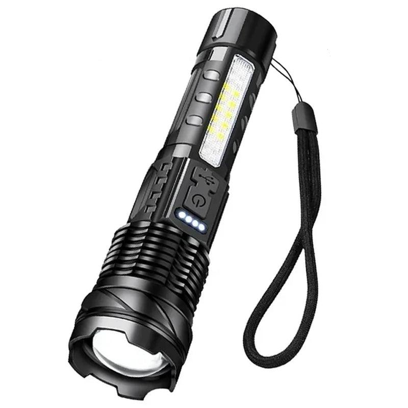 High Power White Laser LED Flashlight Built-In Battery USB Rechargeable Strong Light Tactical Torch Outdoor Camping Hiking Lamp