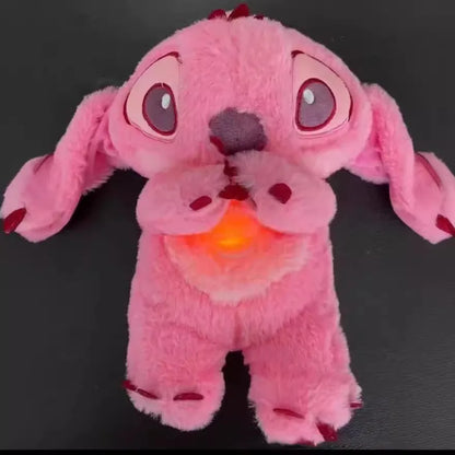 2024 New Lilo&Stitch Plush Doll Breath Child Peluche Kawaii Soothes Toy Anime Baby Music Light Sleep Toys Pink Stitch Kid Gifts