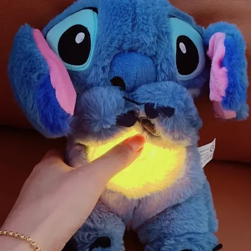 2024 New Lilo&Stitch Plush Doll Breath Child Peluche Kawaii Soothes Toy Anime Baby Music Light Sleep Toys Pink Stitch Kid Gifts